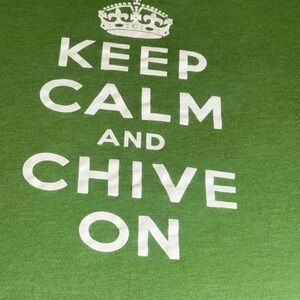 keep calm and chive on size small green short sleeve t-shirt unisex